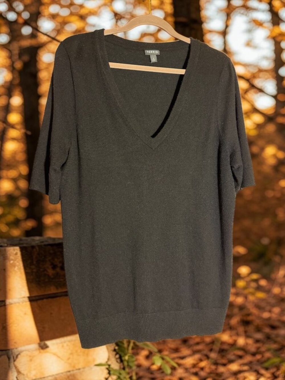 Torrid Everyday Soft Short Sleeve Black Pullover V-Neck Sweater Sz 2X